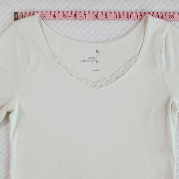 So White Long Sleeve Favorite Layering Tee Lace Details Size XL - Picture 4 of 13